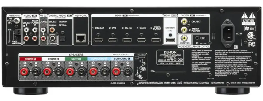 Denon AVR-X1000 Back Panel
